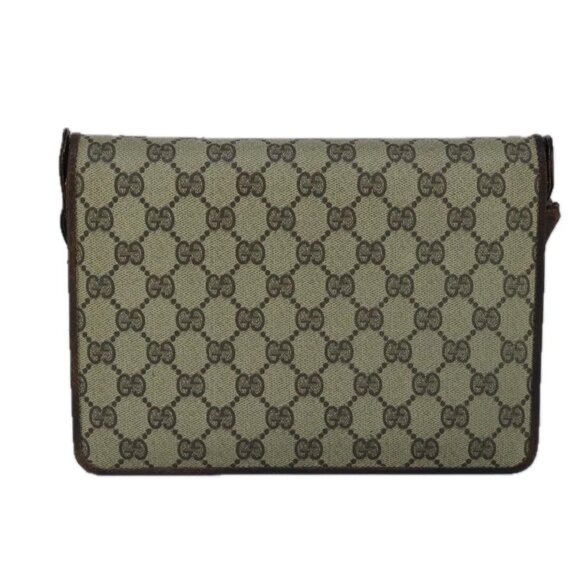 GUCCI GG Supreme Web Sherry Line Shoulder Bag PVC Leather Beige Gold - Picture 2 of 16